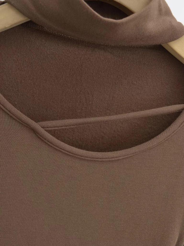 Women's Retro Halter Neck Long Sleeve Fleece Lined Top
