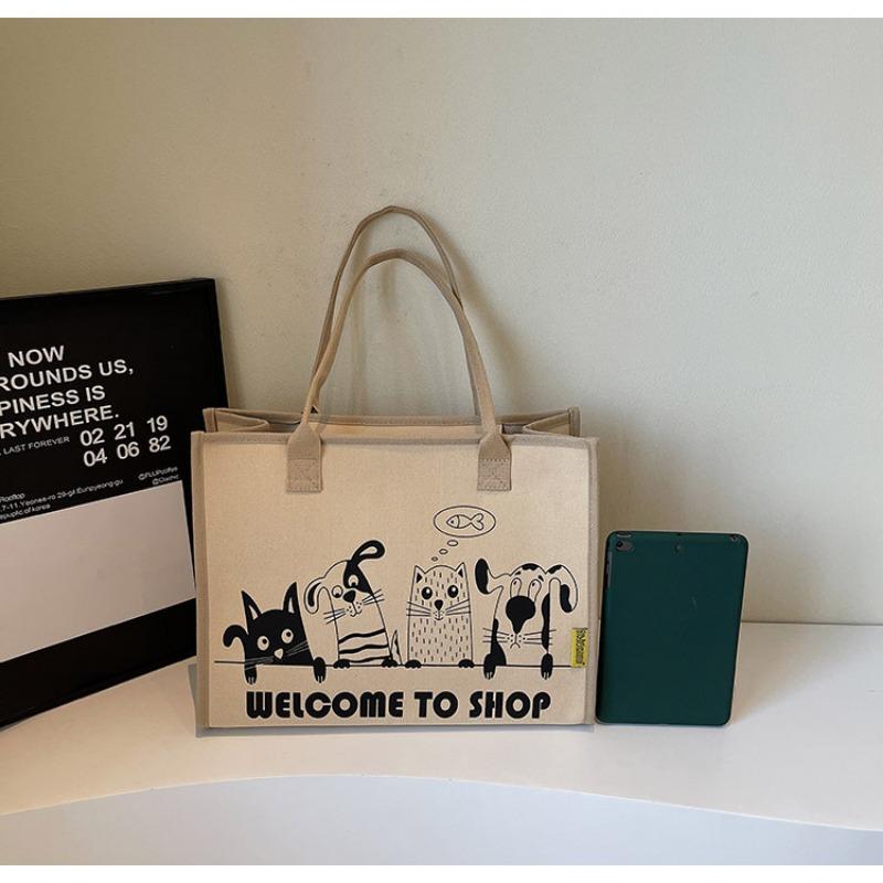 

Ветер моды мультяшный щенок холщовая сумка милая сумка через плечо женская сумка-тоут большой вместимости сумка-тоут для поездок на работу бежевый