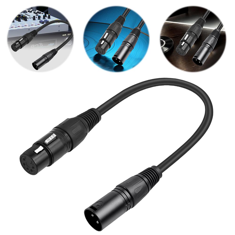 XLR Male 3 Pin To XLR Female 5 Pin Audio Cable XLR 3M To XLR 5F DMX Lighting Cable for Stage Lighting Microphone Adapter Cable
