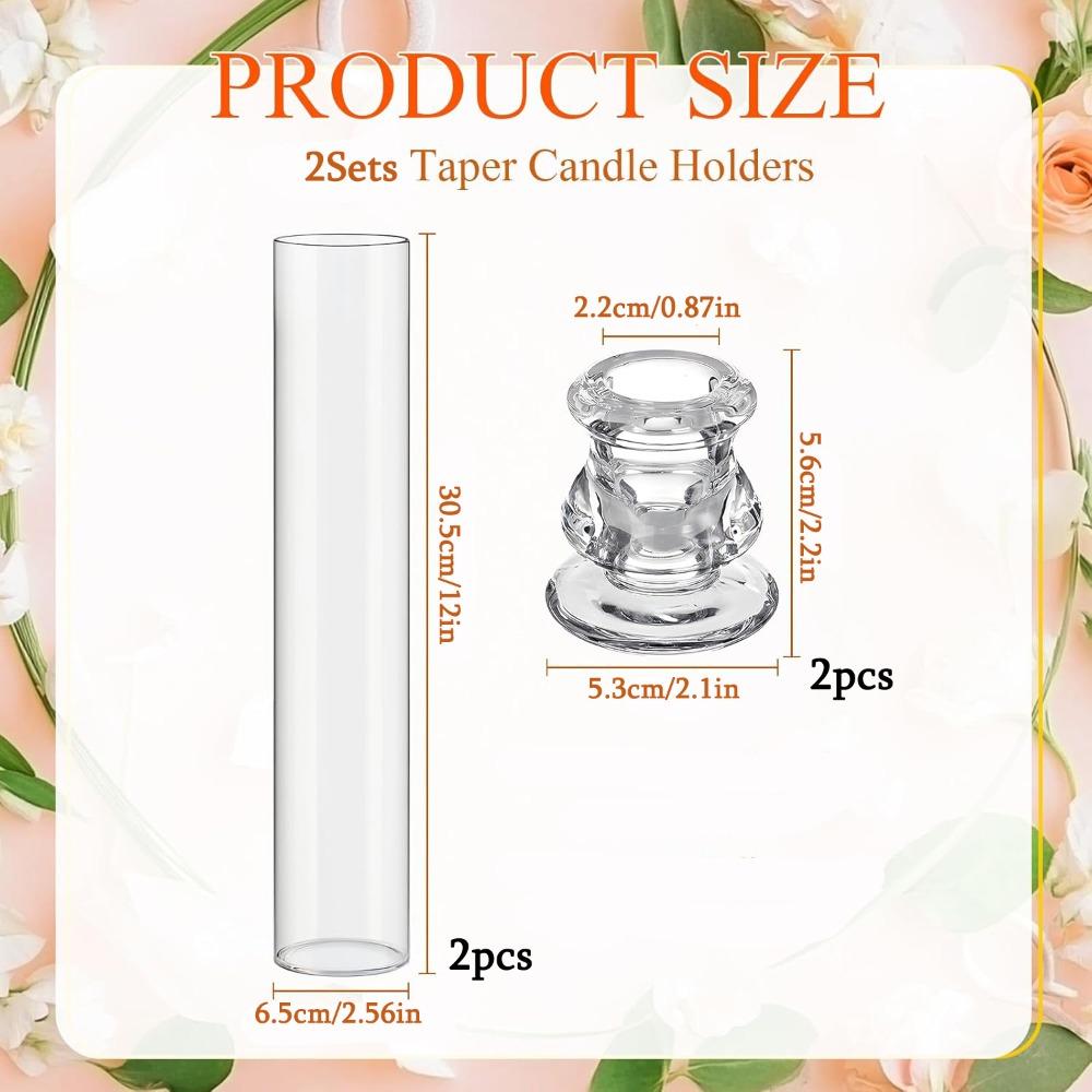 

2 набора стеклянных подсвечников-стаканов оптом, открытые с одного конца, форма трубки, без дна, конические, прозрачные подсвечники 2sets Clear