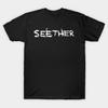 Men Black Print T-shirt Seether Band No-Cut Transfer Paper Print Cotton Tshirt