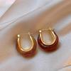 Maillard Coffee Retro Heart Hong Kong Style Versatile Stud Earrings - Niche Fashion Design
