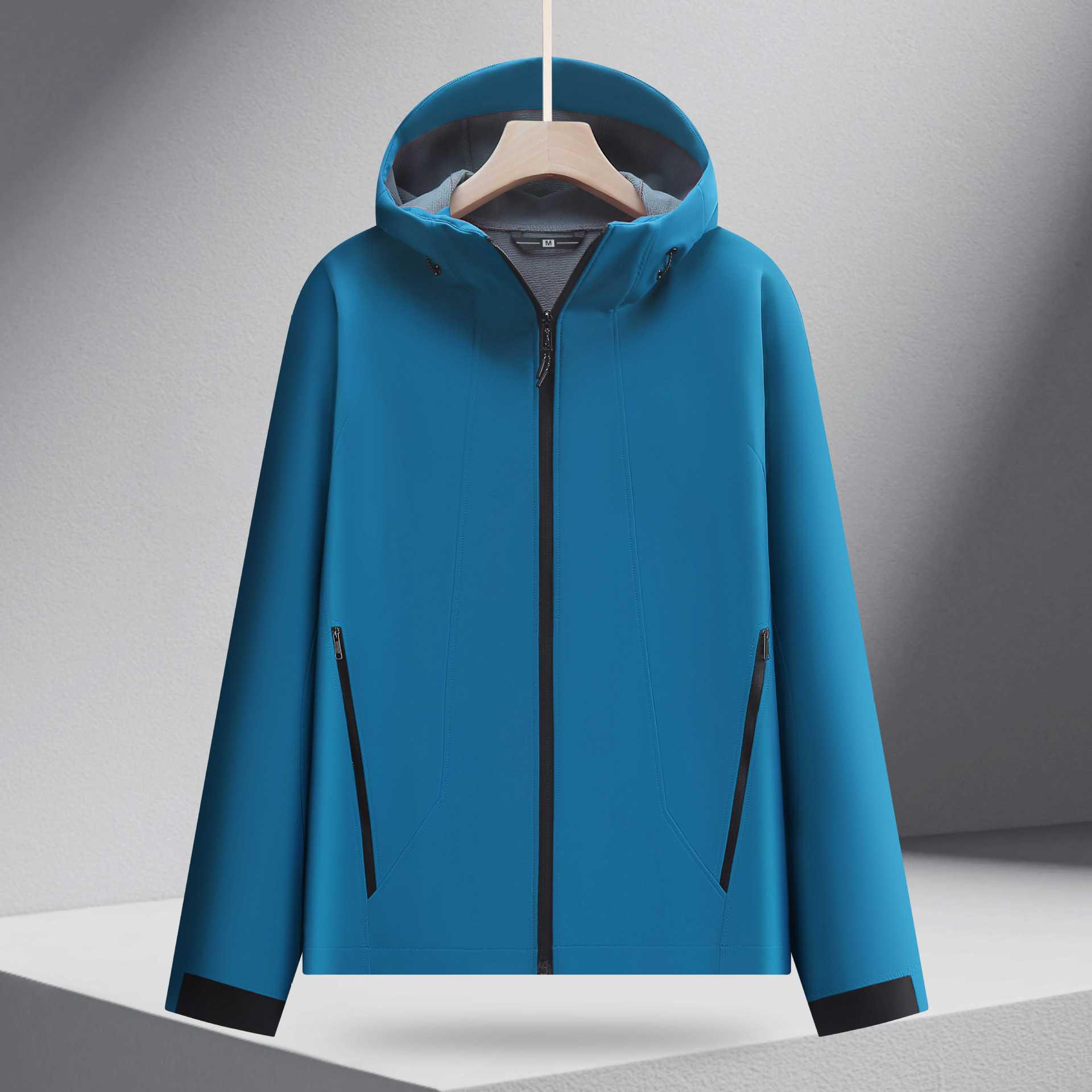 All-Season Waterproof Windproof Wear-Resistant Hooded Soft Shell Fleece Jacket 2519 L