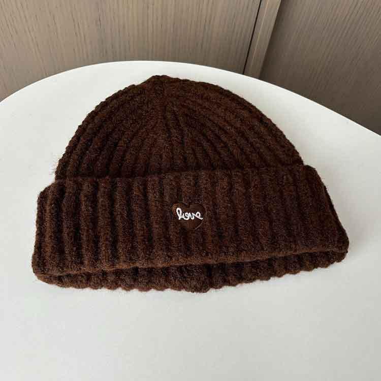 Love love embroidered hat women's autumn and winter casual versatile knitted hat ear protection warm thickened wool hat