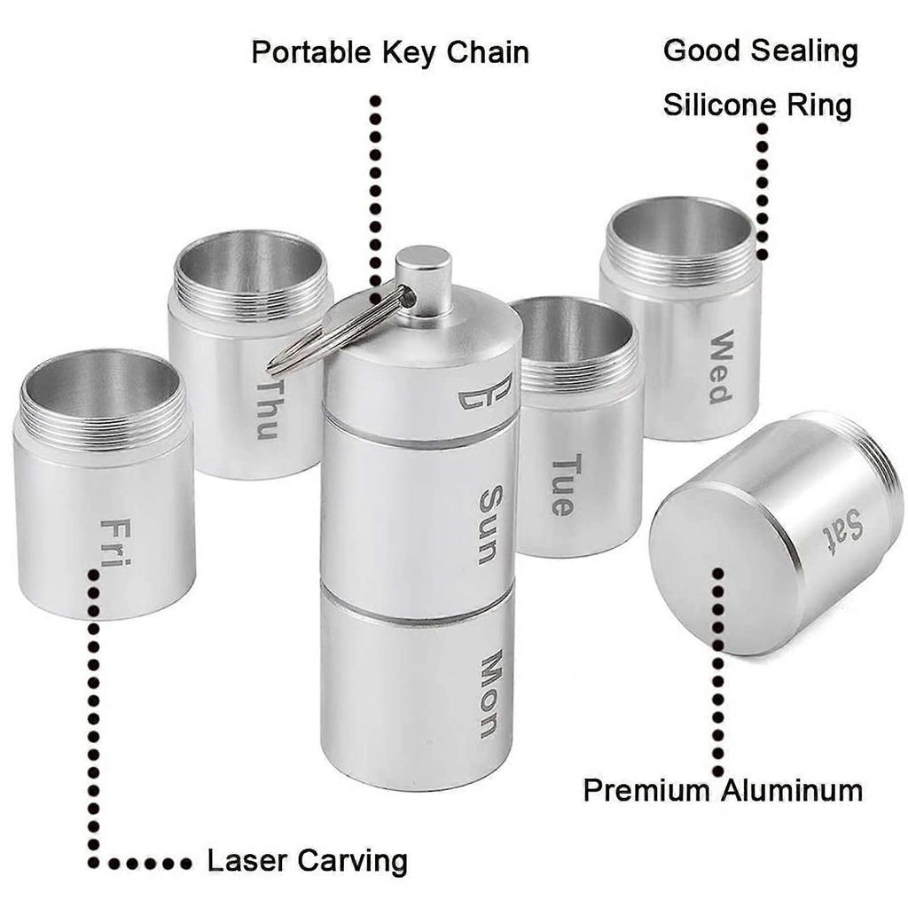 Pill Box 7 Day Metal,Weekly Pill Box Organiser,Medicine Box,Small Mini Daily Tablet Box,Medication Organiser To Hold