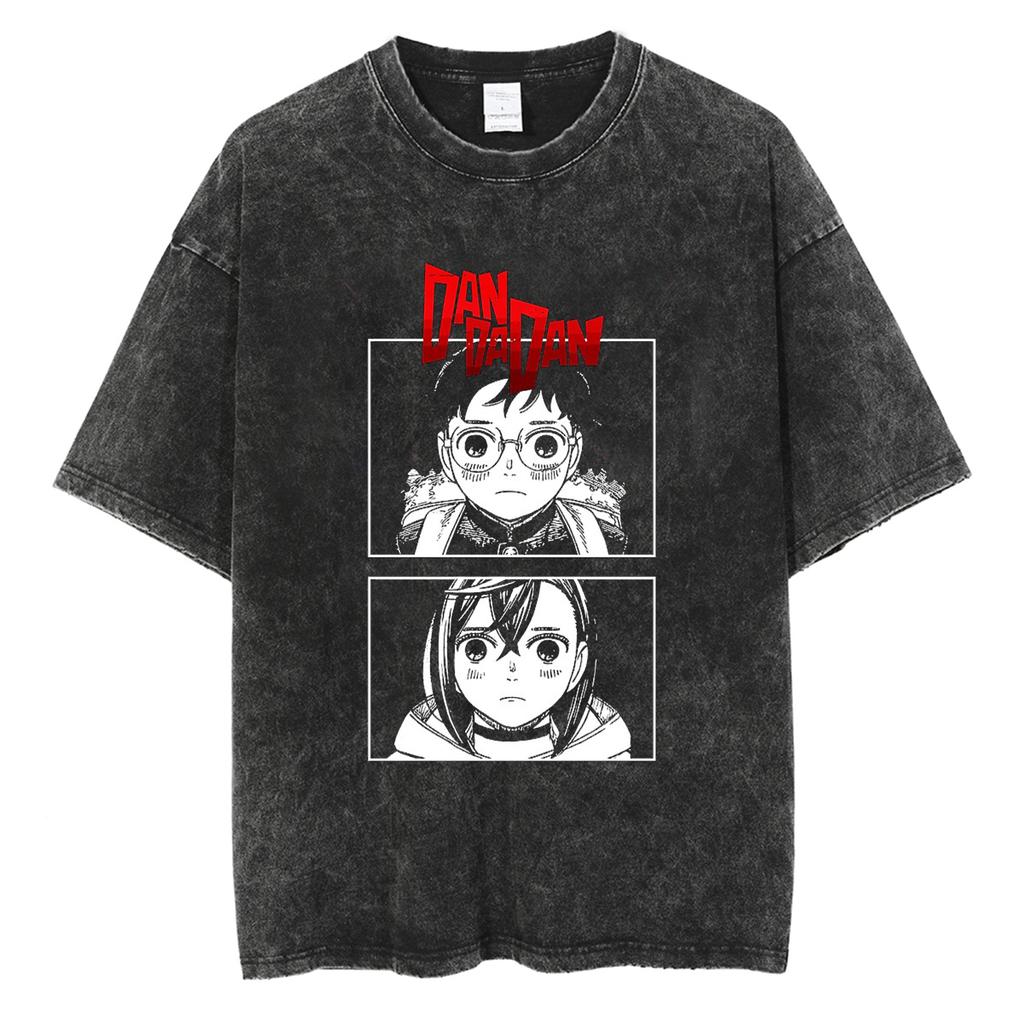 Anime Dandadan Ayase Momo Okarun Graphic T Shirt Men Women Manga Tshirt Washed Cotton Tee Harajuku Male Vintage Casual Tshirt