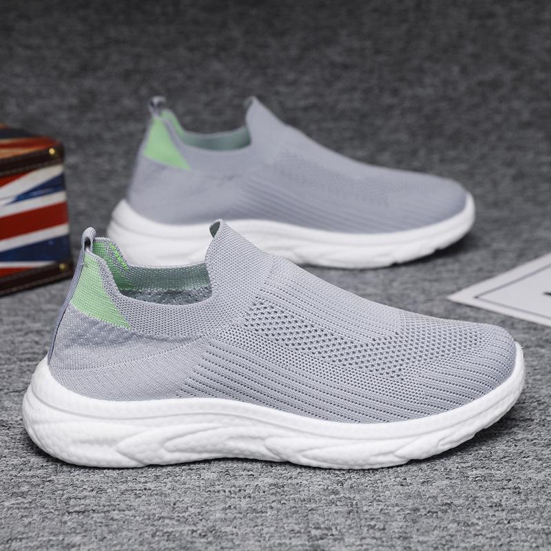 Men's Shoes One-pedal Lazy Shoes Autumn New Mesh Breathable Casual Shoes Foreign Trade Fly-woven Soft-soled Socks Shoes