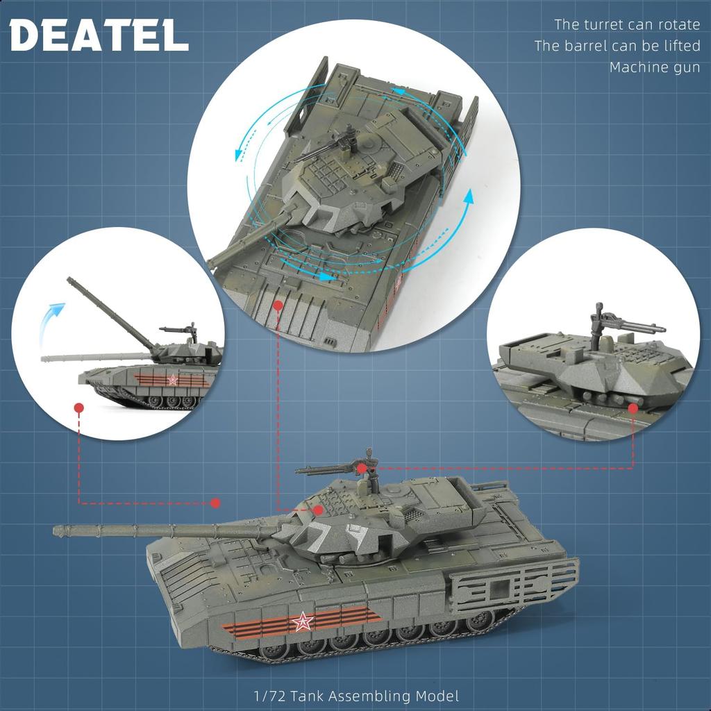 1/72 Modern T-14 Russian Military Main Battle Tank Turret Rotate Model T14 Assemble Toy Puzzle Assembly Tank Model Collection