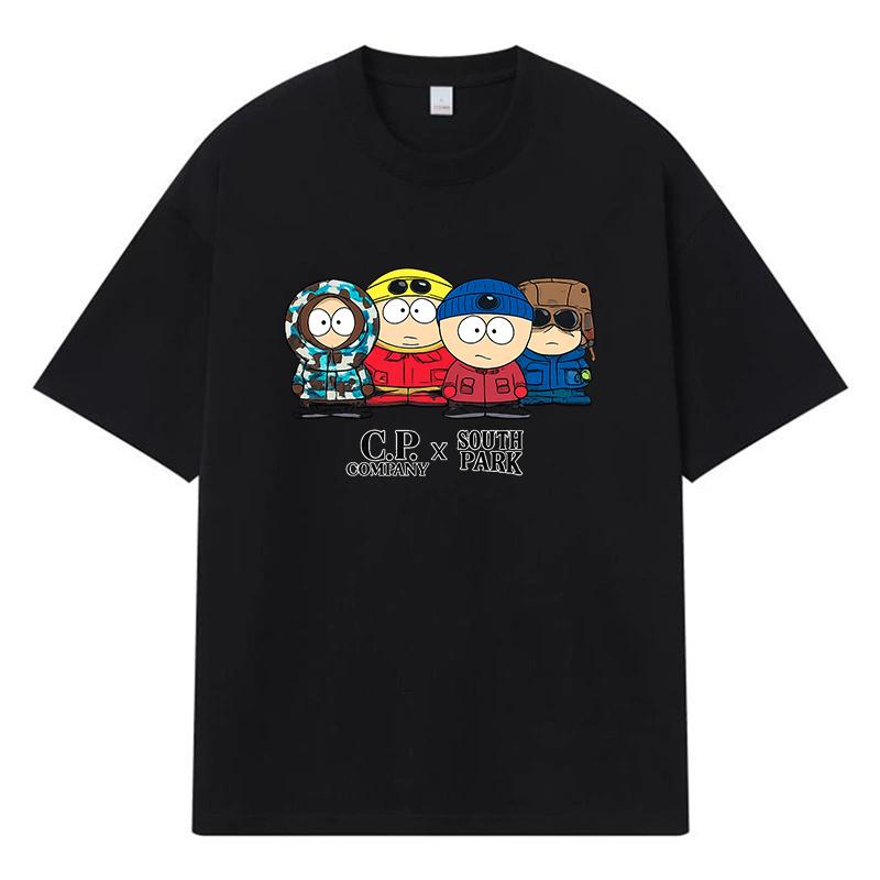 

2026 South Park З принтом Графічний Вуличний одяг Y2k Харадзюку Чоловіки Жінки Одяг 100% Бавовна Коротка рукава Повсякденний Оверсайз Круглий виріз Літня Футболка L чорний