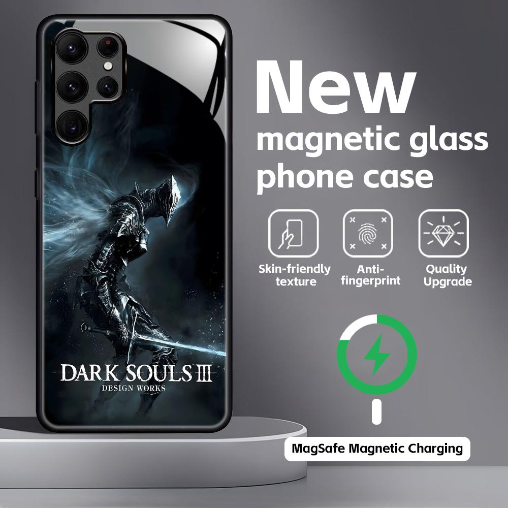 Klasická hra DARK SOULS Pouzdro na telefon Pro Samsung S26 S25 S24 S23 S22 S21 Plus Ultra Note20 Skleněné Magnetické Pouzdro