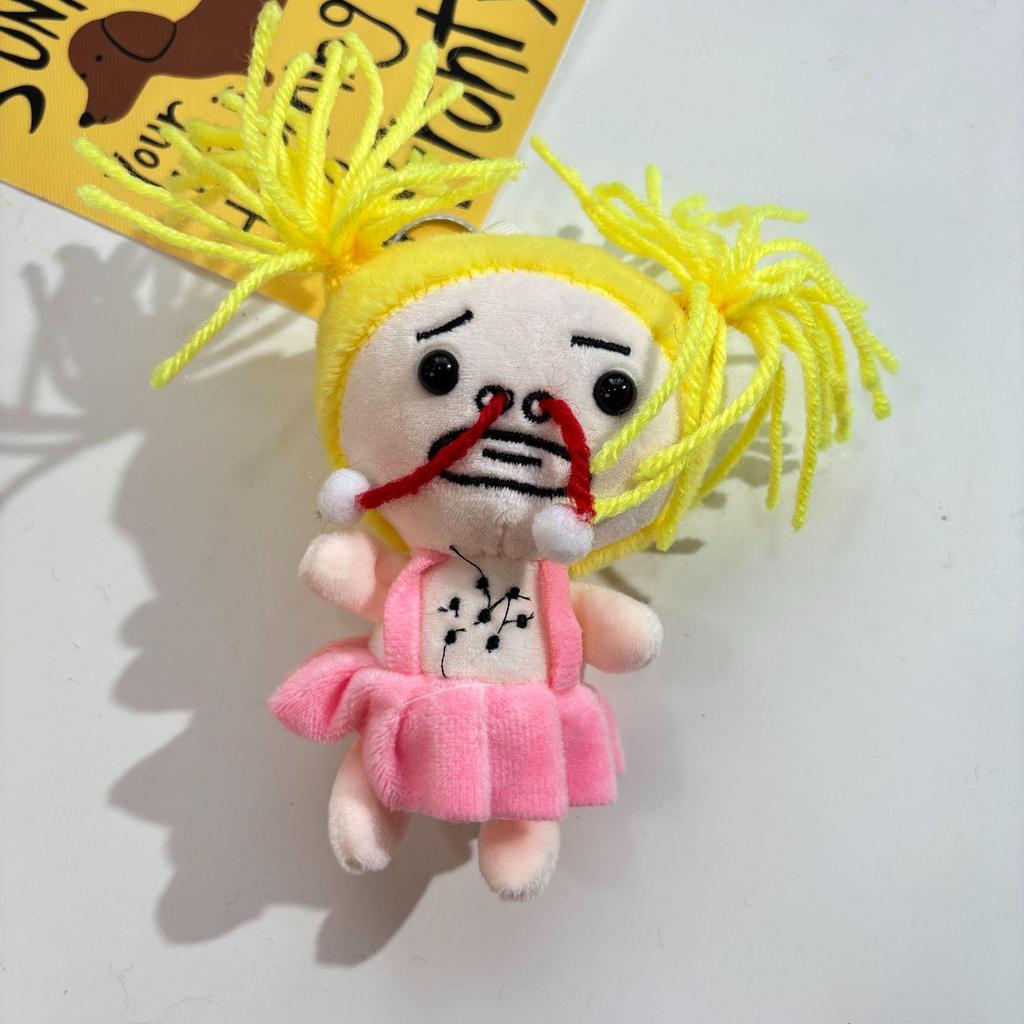 Cute Crying Girl Strongman Pendant Plush Toy Keychain Charm