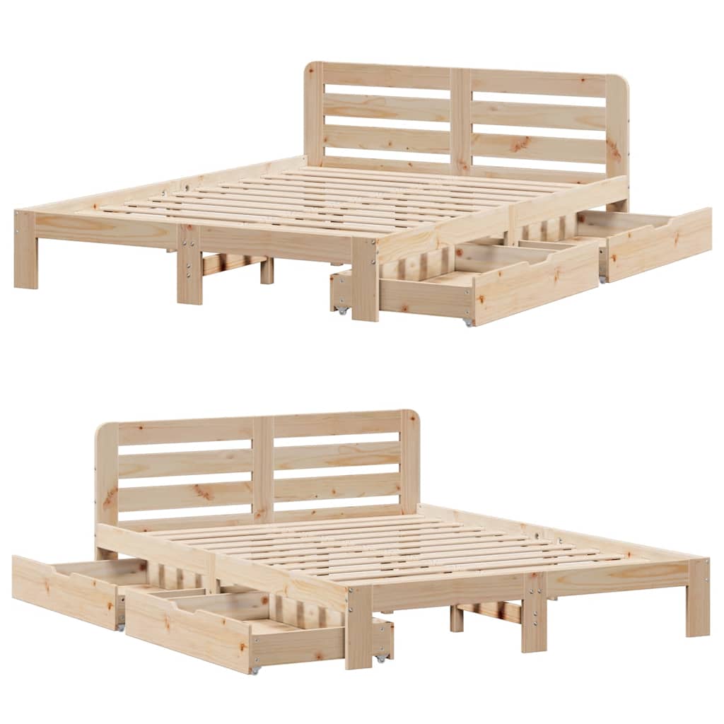Solid Wood Bed without Mattress 135 x 190 cm Pine Wood