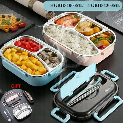 Stainless Steel Thermos Thermal Food Container Lunch Box Carrier Office School