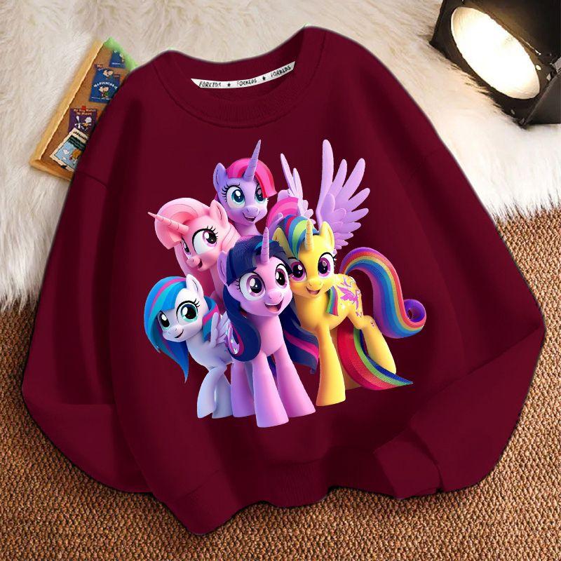 Schattige Kleine Paard Ronde Hals Hoodie voor Kinderen, Casual Top met Lange Mouwen voor Jongens en Meisjes in de Lente en Herfst