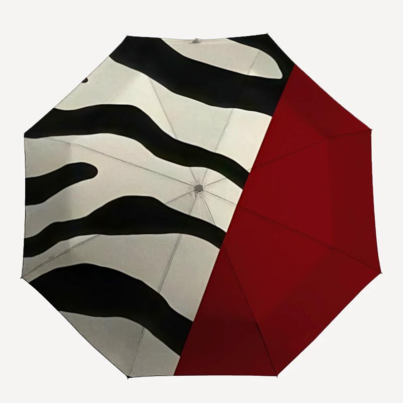 

1pc Zebra Print Circle Automatic Open/close Umbrella, 8-Rib sturdy structure, Auto Folding/Opening, Portable Travel Umbrella for Women,245