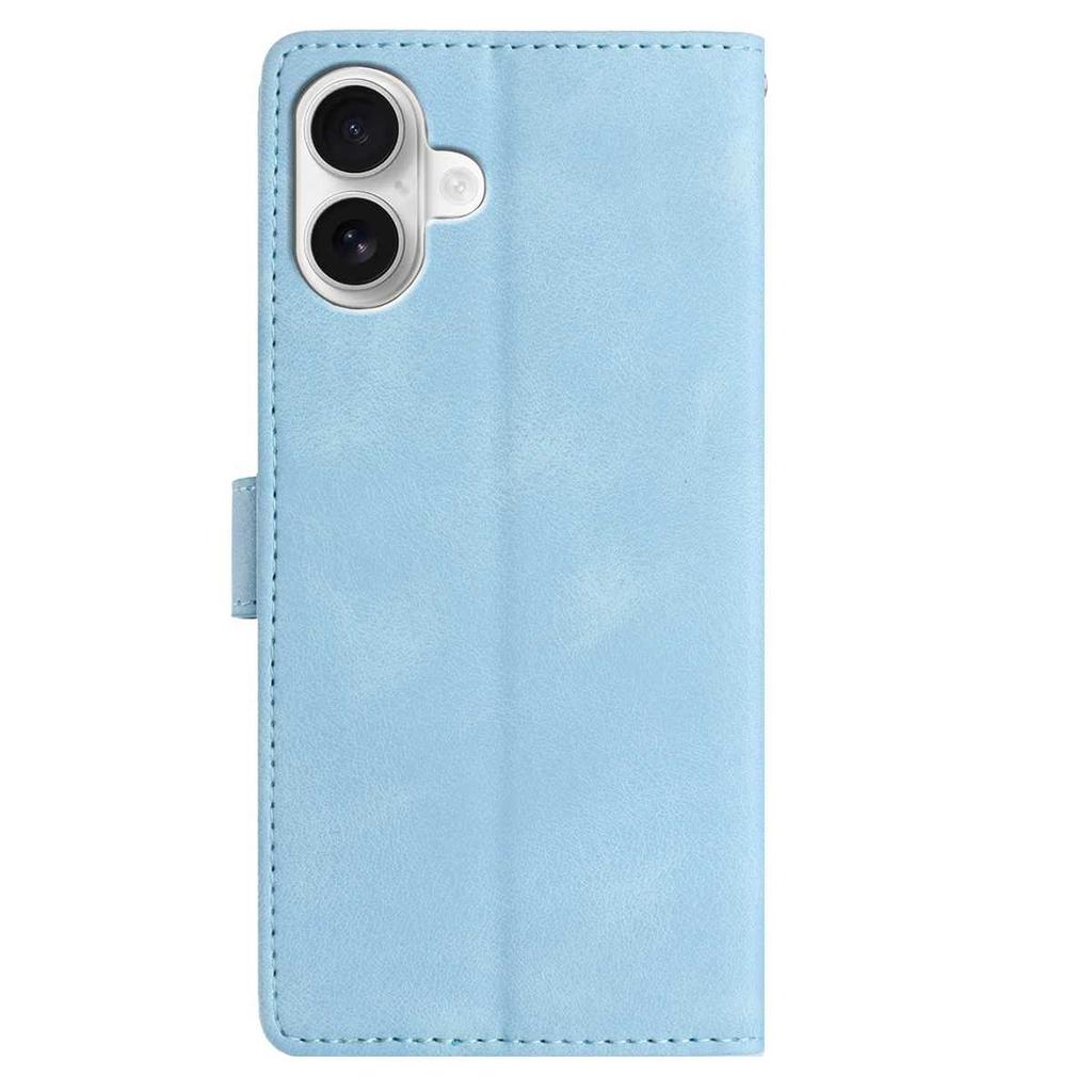For iPhone 16 Plus Wallet Case Rose Pattern Imprinted Leather Flip Stand Phone Cover