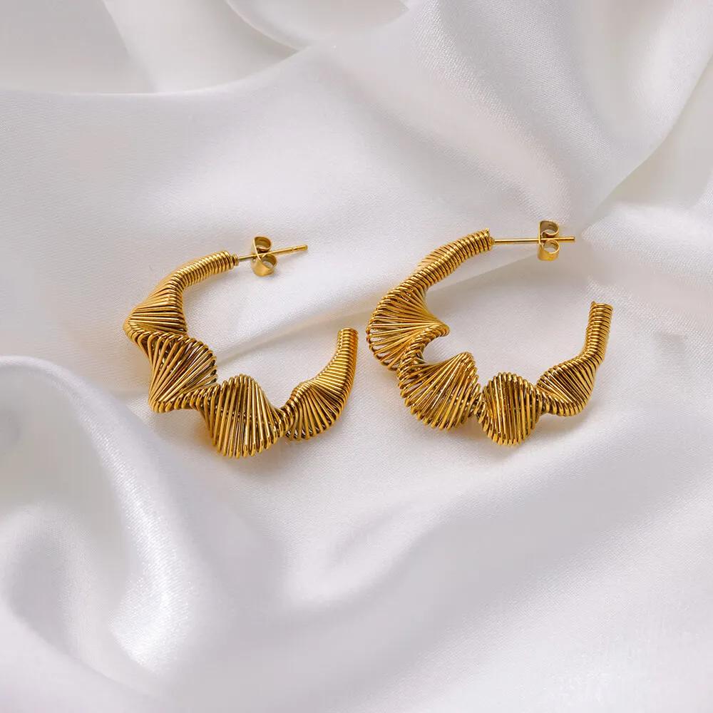 New In Irregular Vintage Coil Earrings For Women Stainless Steel Earrings Trending Piercing Luxury Jewelry Christmas Gift