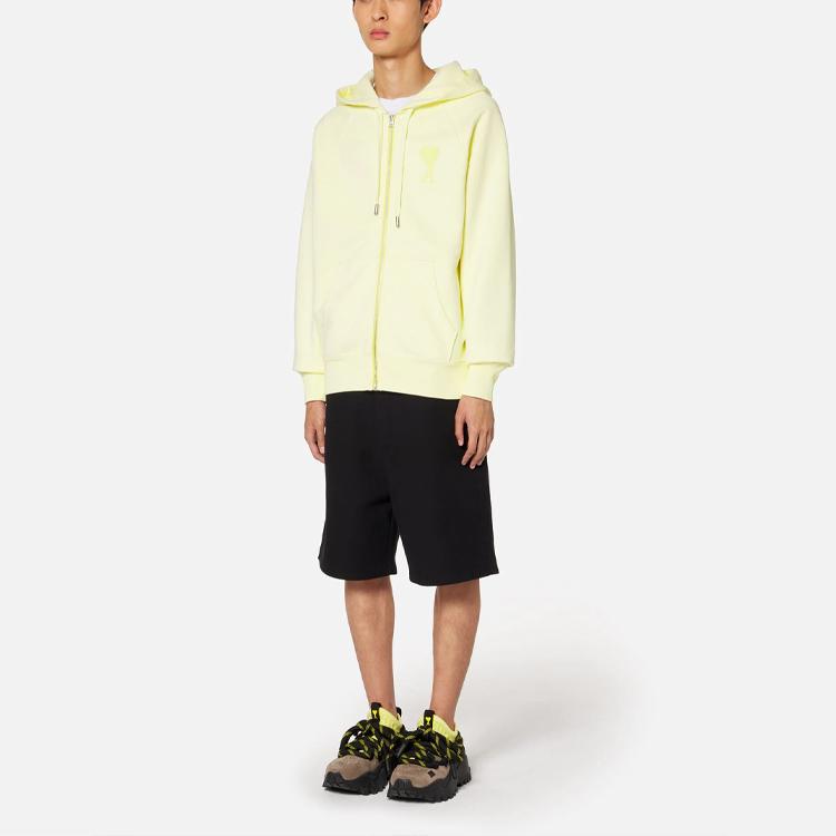 Amiparis Fw22 Logo Embroidered Heart Cotton Casual Simple Loose Hoodie Unisex hoodies Yellow USW402-747703