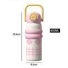 600ml Cartoon Vacuum Thermos Flask With Straw Portable Double Drink Adult Children Coffee Cups Thermal Water Bottle Drinkware