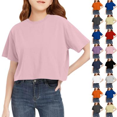 Kinder T-Shirt Jungen Mädchen Bedruckt Farbe Freilegen Der Nabel Kurzarm Lockere Passform Pullover Tops