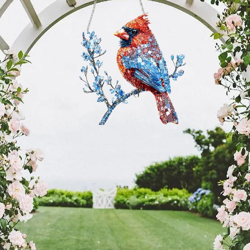 Pingente de Beija-Flor Colorido Acrílico 2D Enfeites de Janela Pássaros Sinos de Vento de Jardim Peça Central de Vento para Casa Estúdio