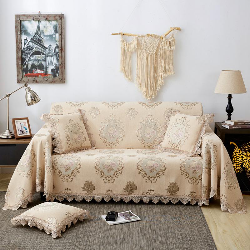 AI WINSURE-Jacquard Chenille Sofa Towel Cover, Luxury Couch Slipcover, European, Non-Slip Sofa Towel, Throw Blanket, 2, 3 Seats