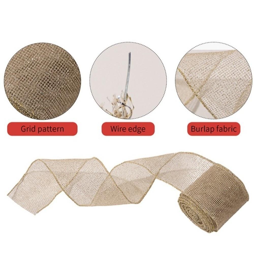 Lmitation Linen Christmas Ribbon DIY Accessories Burlap Ribbon New Christmas Tree Ribbon Xmas Gift