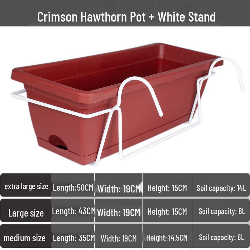 Nordischer großer rechteckiger Kunststoff-Hänge-Balkon-Blumen- & Gemüse-Topf Kasten