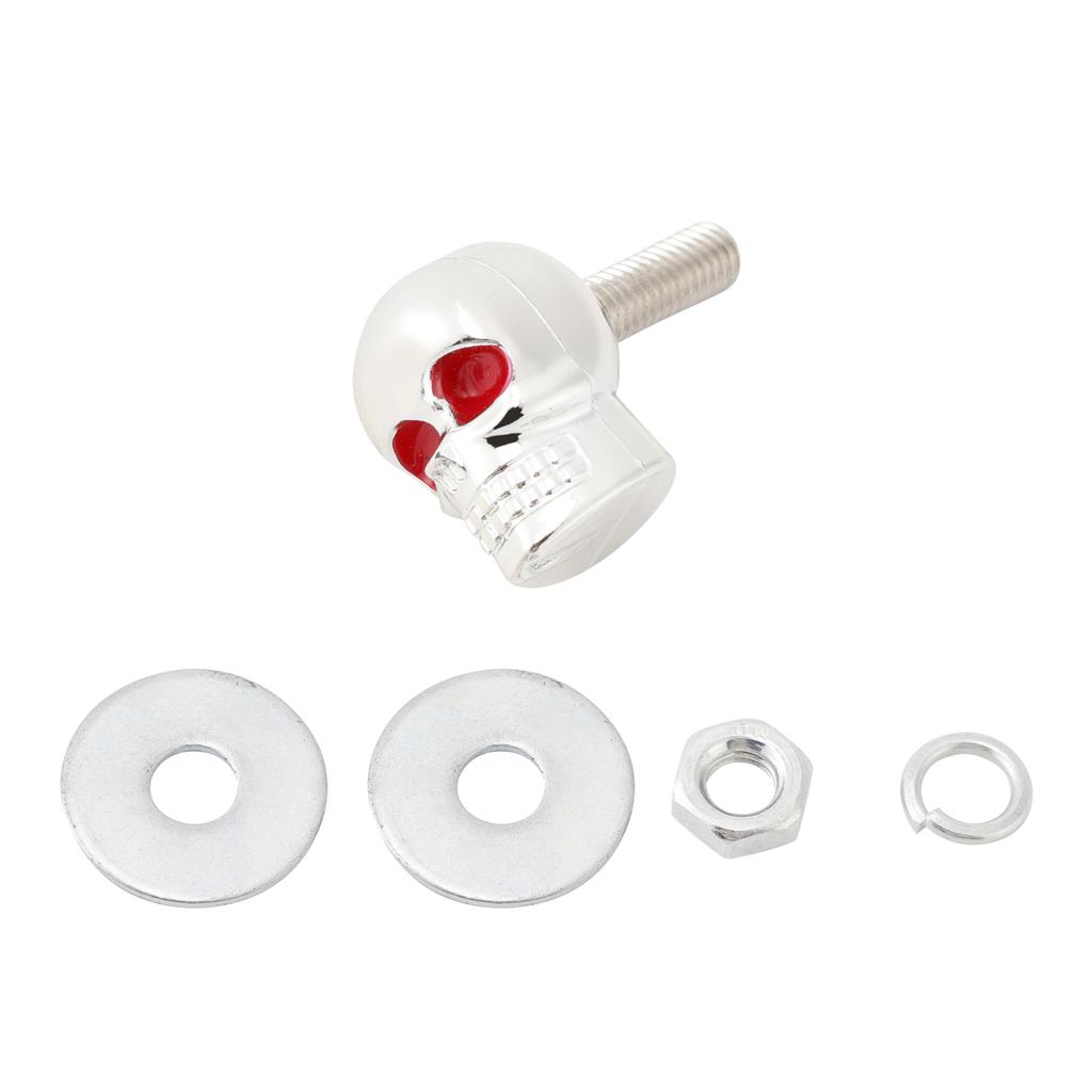 2 Custom SKULL License Plate Bolt Screw Silver Plastic Motorcycle Chopper Bobber