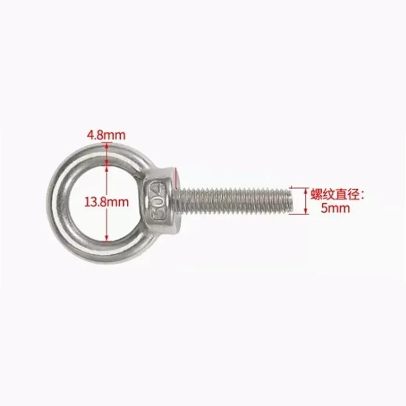 

6pcs M3 M4 M5 M6 M8 M10 M12 Eye Bolt Stainless Steel Marine Lifting Eye Screws Ring Loop Hole Cable Rope Eyebolt Hardware Tools 40mm