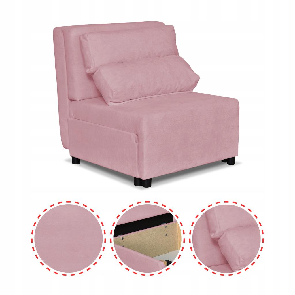Fold-out Armchair for Sleeping KIMO Bedding Container Family Furniture Hunter Pink