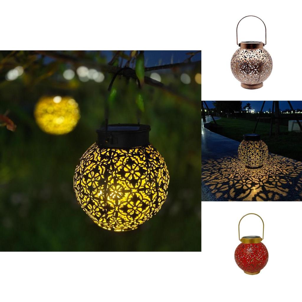 Solar Hollow Carved Lantern Outdoor Waterproof Garden Pathway Led Light For Courtyard Decor