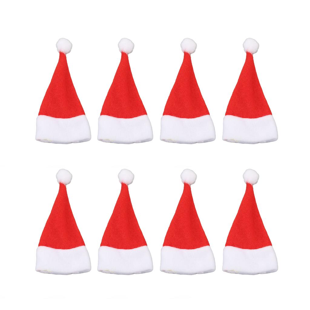 30Pcs Mini Santa Hats Christmas Miniature Ornaments for DIY Crafts Holiday Knife Fork Tableware
