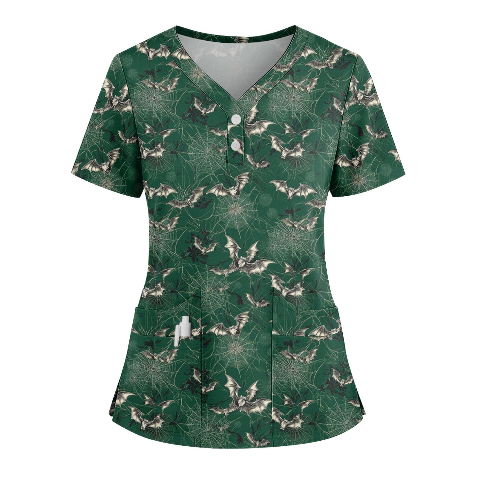 

Женская свободная модная футболка с короткими рукавами и принтом паутины на Хэллоуин, V-образным вырезом, застегивающаяся на пуговицы, с боковым разрезом XXXXL