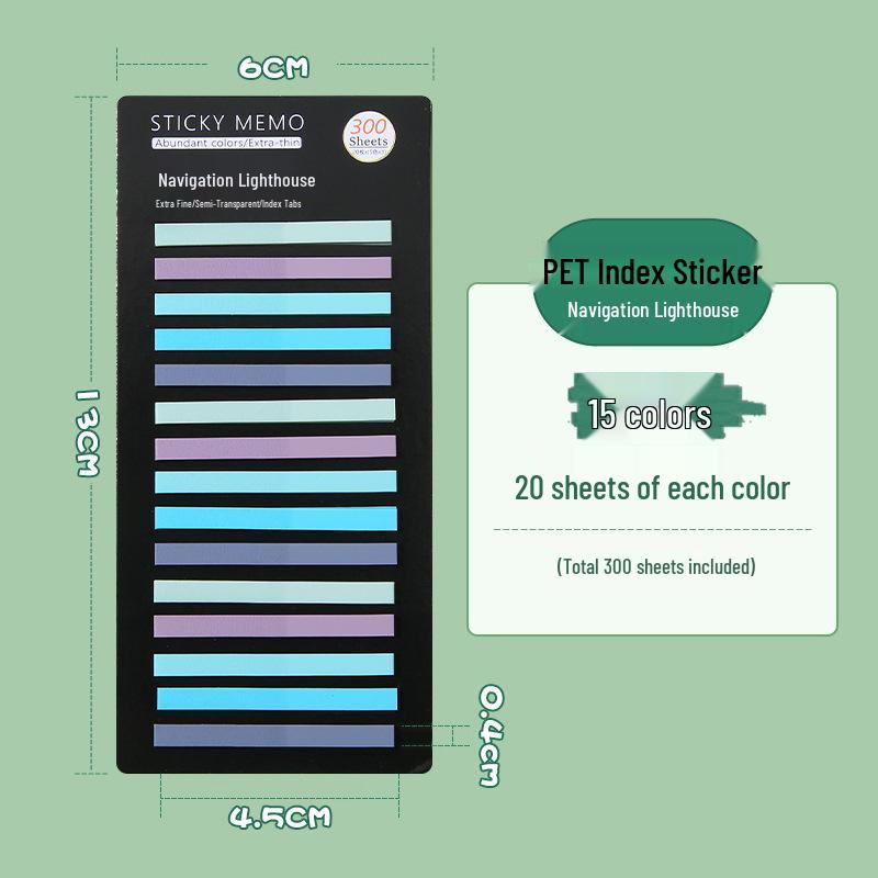 300 Translucent Ultra-Thin PET Index Tabs: Color-Coded Sticky Notes for Marking & Fluorescent Messages