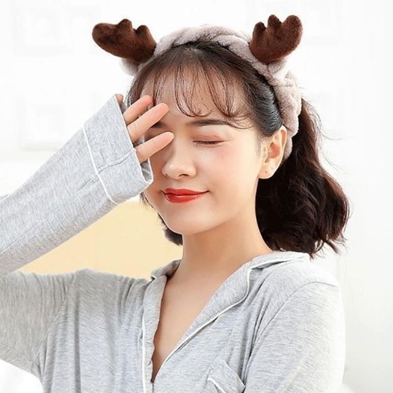 Women Cartoon Kawaii Plush Elastic Hair Bands Soft Wash Face Hairbands Headband Hair Accessories Girls Sweet Cute Headwear