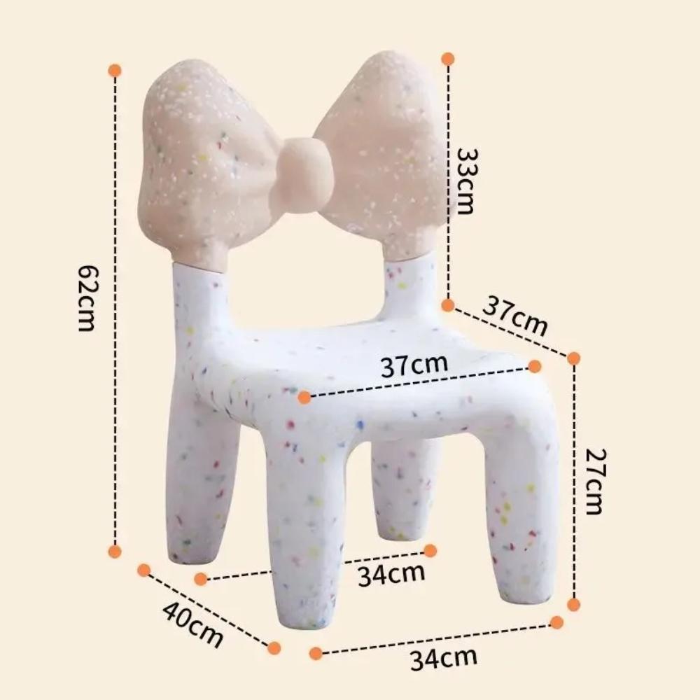 Nordic Style Cute Plastic Bow Shaped Backrest Cartoon Office Desk Chair Child Dining Chair  Bedroom Living Room Stool Furniture