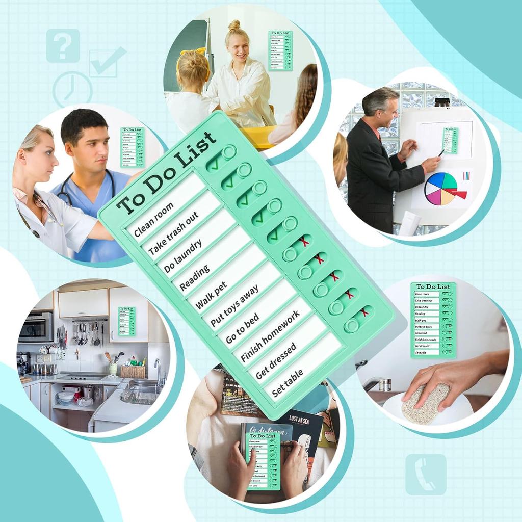 4 Pieces Chore Chart for Kids Multiple Kids - Sliding Routine Chart: Reble To Do List, RV Checklist, Planning Board, Visual Schedule, and Reminder