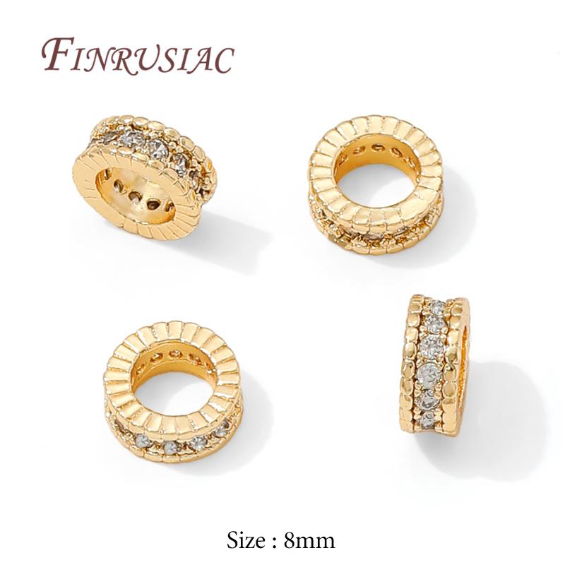 4mm 6mm 8mm 18K Gold Plated Brass with Zircon Round Spacer Beads For Beading,Metal Separator Beads,DIY Jewelry Making Supplies