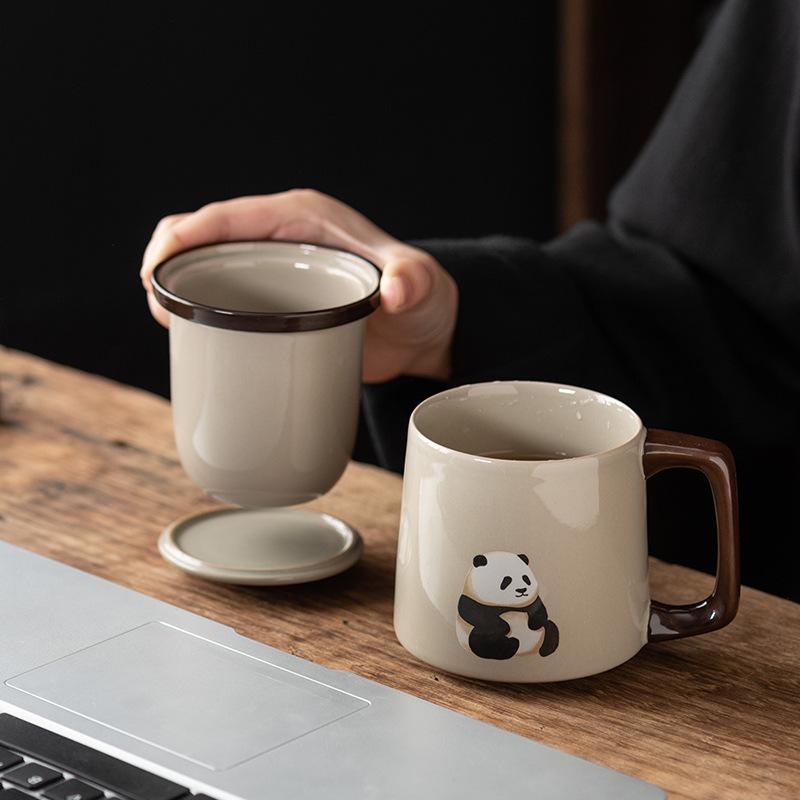 Ceramic Tea Cup Tea Separation With Lid Filter Household Office Water Cup Men'S And Women'S Tea Ceremony Cup