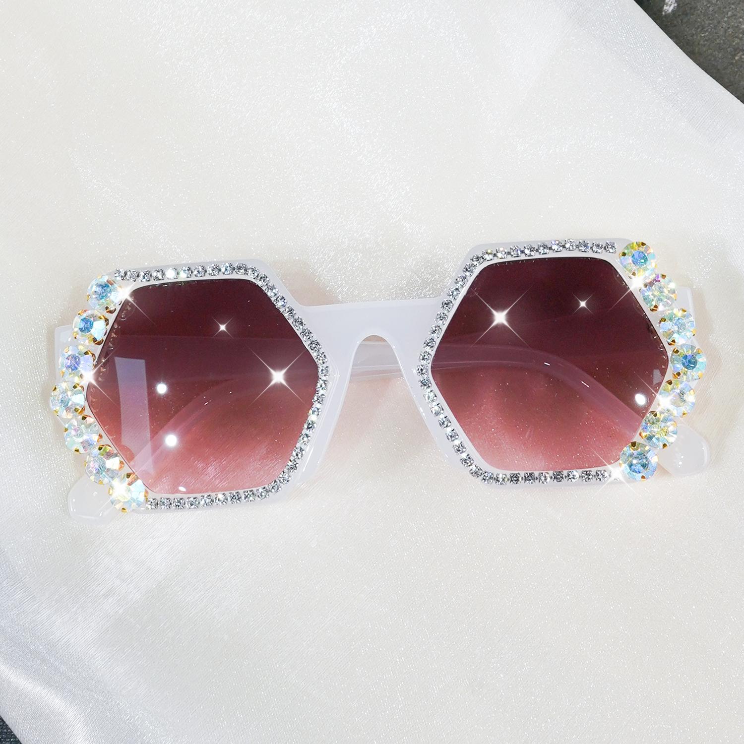 

Fashionable Geometric Frame Glasses with Rhinestone Embellishments for Party and Everyday SunGlasses