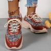 Plateau-Sportschuhe für Damen, bequem, leicht, gemischte Farben, Sneakers mit Schnürung, rutschfester Sohle, niedriger Vulkanisierungsschuh für Damen