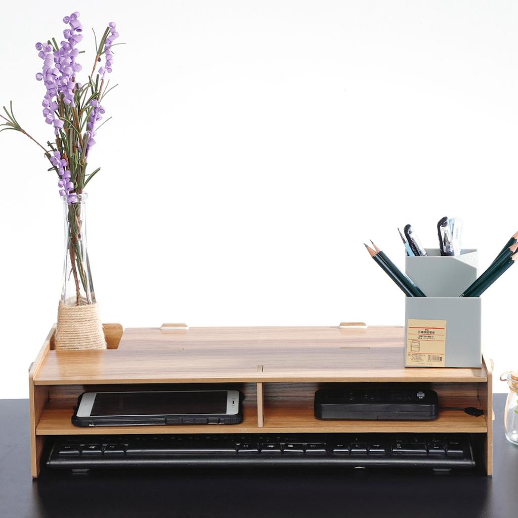 Heighten Shelf Rack Shelf Stand Holder for Display Screen Keyboard Base Bracket Wooden Black