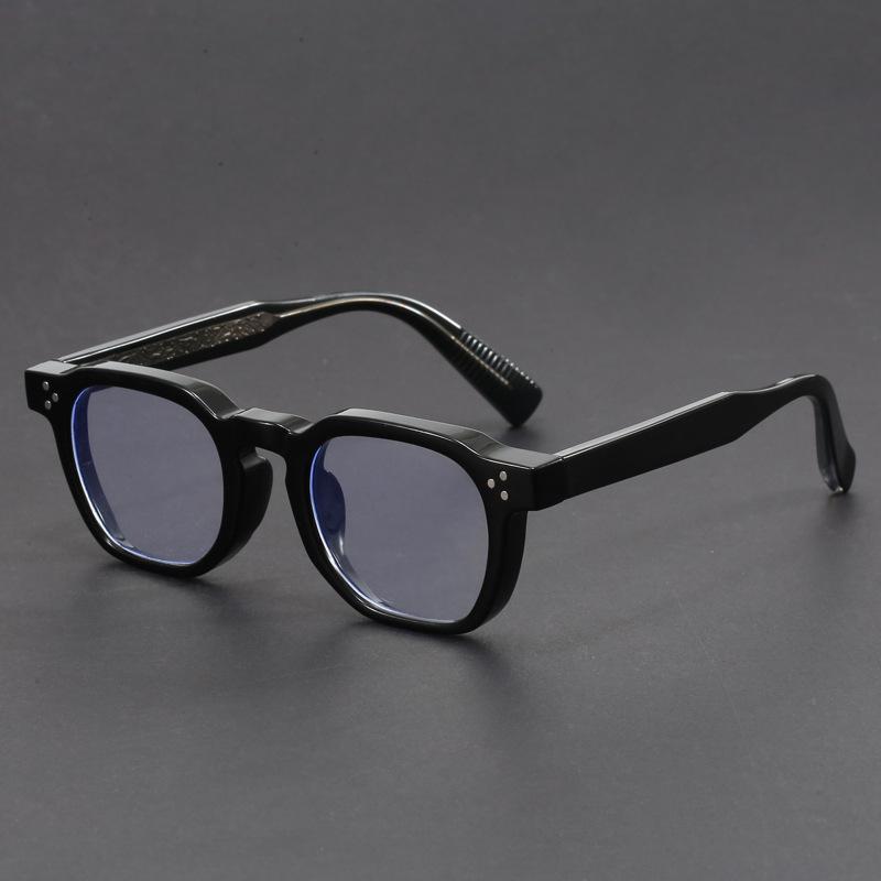 Herren Retro Zweifarbig Japanische Handgefertigte Dickrandbrille, Schwarzes Künstlerisches Design, Blaulichtfilter, Myopie-Freundlich