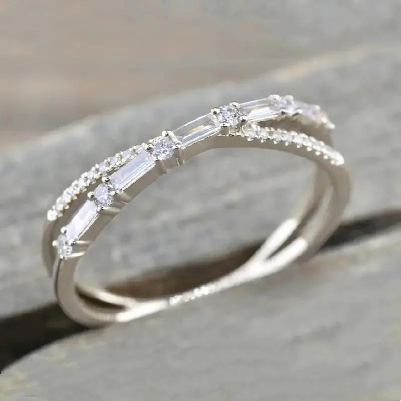 

new minimalist high-end cold cross index finger ring ins trendy internet celebrity fashion personality micro inlaid 5