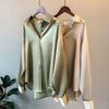 Long-sleeved satin shirt women's design sense niche spring and summer new versatile drape top retro Hong Kong shirt