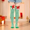 1 Pair Christmas Stockings Colorblock Striped Retro Bright Color Bow Decor Anti-slip Skinny Performances