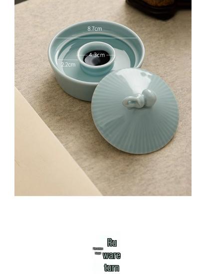 Bamboo Hat Porcelain Inkstone with Lid - Anti-Dry Ink Storage for Calligraphy Supplies and Study Decor