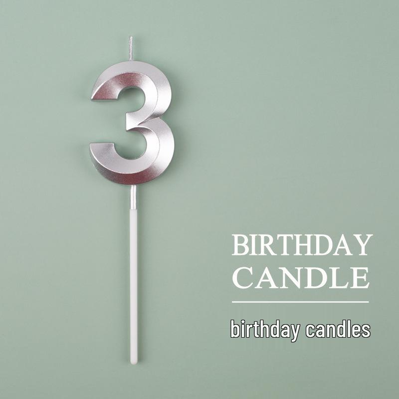 Gold and Silver Number Candles for Birthday Cakes - Pink Exquisite Design