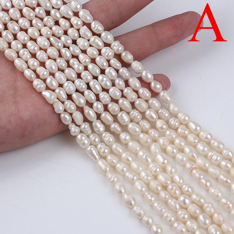 Natural Freshwater Pearl Beaded High Quality Rice Pearls Punch Loose Beads For Making Jewelry DIY Bracelet Necklace Accessories